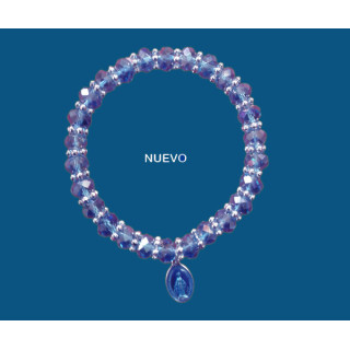 Mod.732 Pulsera Cristal Azul con Medalla V. Milagrosa