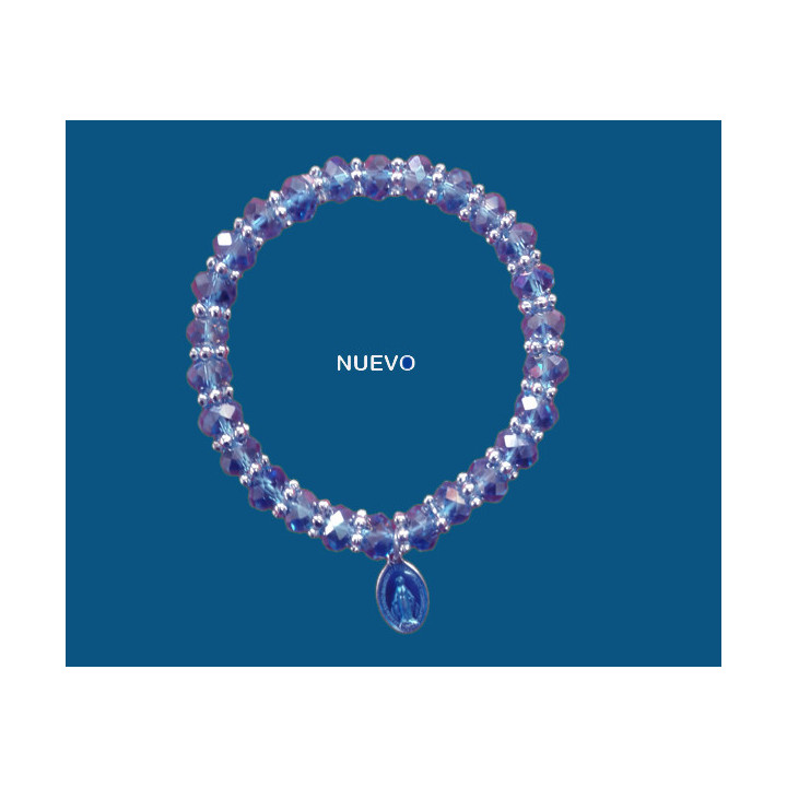 Mod.732 Pulsera Cristal Azul con Medalla V. Milagrosa