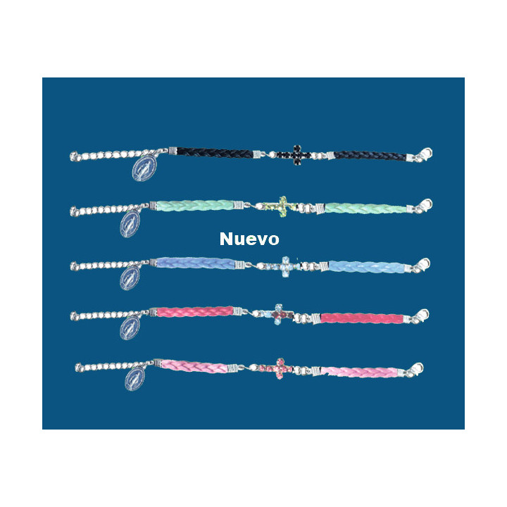 Mod.756 Pulsera cordón Cruz cristal colores surtidos