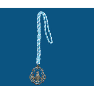 Mod.759 Medalla lira grande (65mm) V. Milagrosa con cordón azul y blanco
