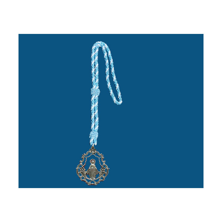Mod.759 Medalla lira grande (65mm) V. Milagrosa con cordón azul y blanco