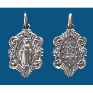Medalla ornamental en plata vieja.(25mm) Mod.1004