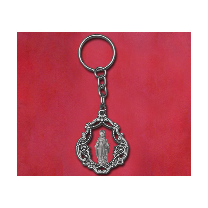 Mod.103 Llavero de lira con baño de plata vieja y respaldo liso.(47mm)