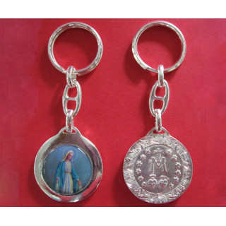 Mod.108 Llavero plata brillo con fotografía esmaltado con reverso.(38mm)
