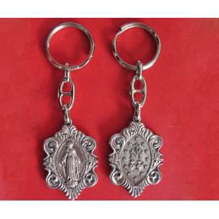 Mod.115 Llavero ornamental V. Milagrosa en plata vieja.(47mm)