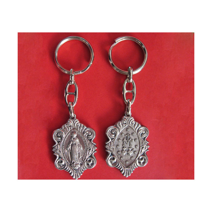 Mod.115 Llavero ornamental V. Milagrosa en plata vieja.(47mm)