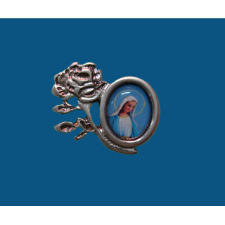 Mod.120 Pin rosa en plata vieja con fotografía.(25mm)