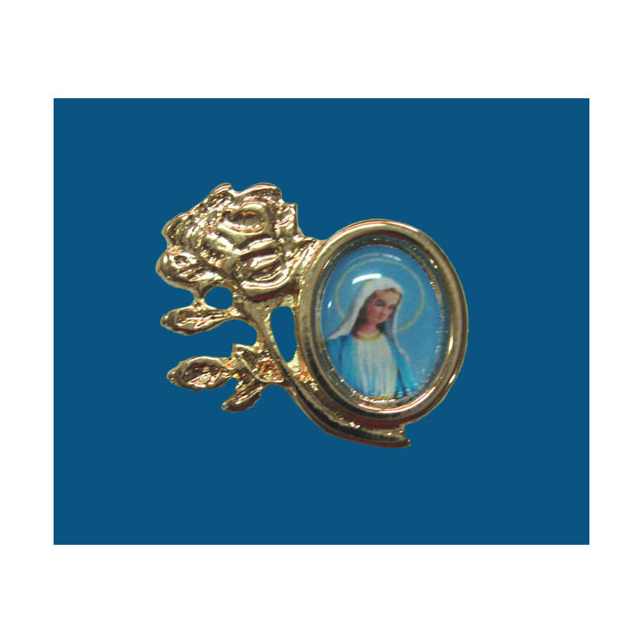Mod.121 Pin rosa en baño de oro con fotografía.(25mm)
