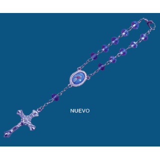 Mod.541 Rosario Misterio Cristal Azul V. Milagrosa.(20cm)