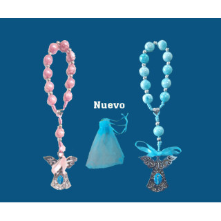 Mod.758 Decena Azul o Rosa con Ángel y saco V. Milagrosa.(16cm)